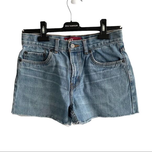 LEVI’S Vintage Loose Straight Cut Off Denim Jean Shorts Blue 27 - Picture 2 of 4
